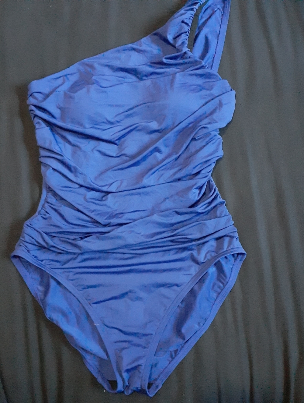 La Blanca One-Shoulder Ruched Royal Blue Swimsuit